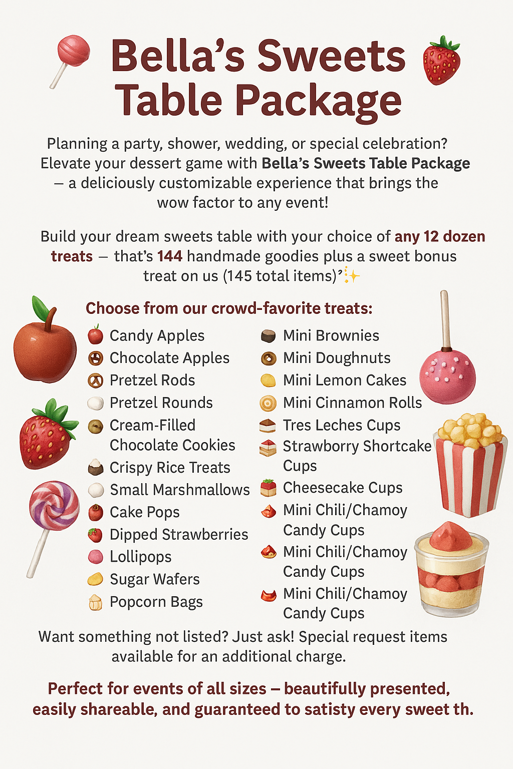 Bella's Sweets Table Package (144 Treats)