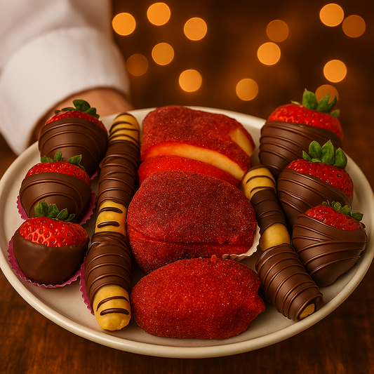 Fruit Box – Chocolate-Dipped Strawberries, Pineapples & Candy Apple Wedges