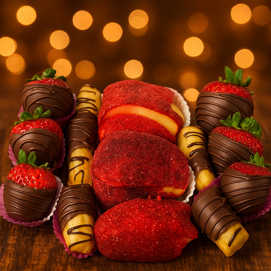 Fruit Box – Chocolate-Dipped Strawberries, Pineapples & Candy Apple Wedges