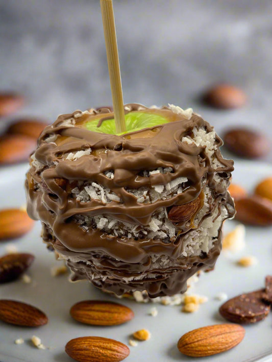 Almond Joy Apple – Chocolate-Dipped with Coconut & Almonds