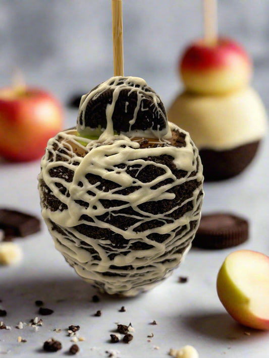 Cookies N Cream Apple – Caramel Dipped with Oreo Crumbs & White Chocolate Drizzle